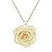 30mm Golden Necklace Chain with 24k Gold Dipped Real Rose Pendant Christmas, Valentine's Day, Great Anniversary, Mother's Day, Birthday Women
