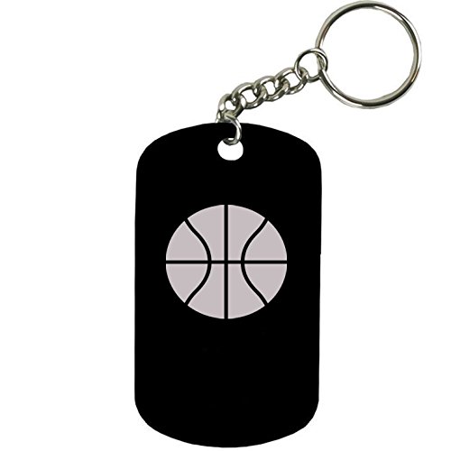 Personalized Engraved Custom Basketball 2-inch Colored Anodized Aluminum Customizable Keychain Dog Tag, Black