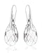 Sterling Silver 925 Made with Swarovski Crystals Clear Teardrop Pierced Earrings