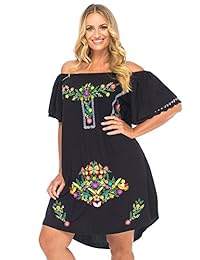 Back From Bali - Vestido mexicano bordado para mujer