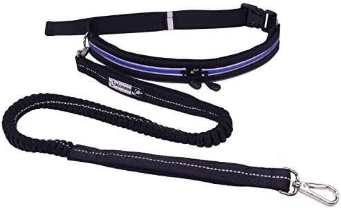 OutdoorsmanLab Hands Free dog leash for Running, Walking, Hiking, Durable Dual-Handle Bungee Leash, Reflective Stitching, Adjustable Waist Belt