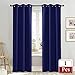 NICETOWN Living Room Curtain Window Treatment Energy Saving Thermal Insulated Solid Grommet Blackout Drape/Drapery (Navy Blue, Sold Individually, 42 by 84-inch)