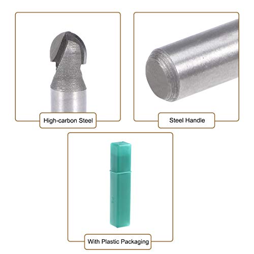 uxcell Router Bit 1/4 inch Shank 1/4 inch Cutting Dia. Core Box 2 Flutes Carbon Steel for Carpentry Woodworking Milling Cutter Tool - Thumbnail 3