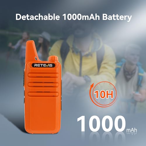 Retevis RT22 Rechargeable Walkie Talkies, Long Range Two Way Radio for Adults, Portable Handheld Radio, Voice Activated, Emergency Alarm, Outdoor Hiking Travel(4 Pack, Orange)