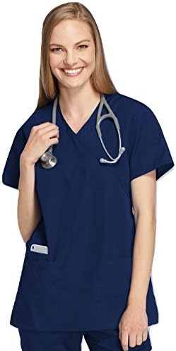 Women’s Uniform Tunic Top – Good-Quality Mock-Wrap Top (20 Colours)