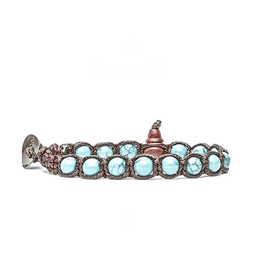 Tamashii New 6mm Turquoise Small Stone Bracelet BHS601-07, Taglia unica, Stone, Turquoise