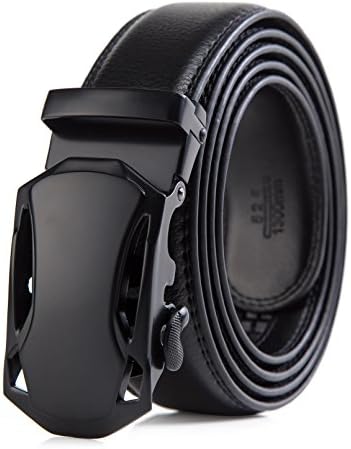 XAvoe Men Belt Genuine Leather Ratchet Belts for Men Slide Buckle 1 3/8" Width (Black 6, Waist Size 26" - 46")