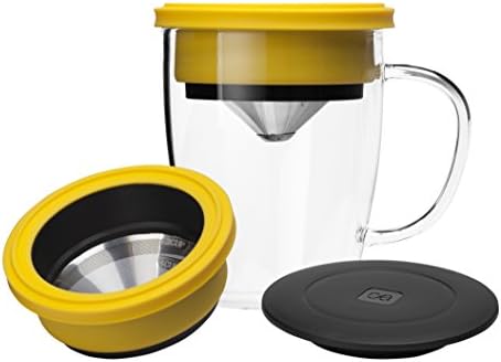 Pour Over Coffee Maker | Built-in Stainless Steel Dripper with Coffee Cup | Temperature Resistant Borosilicate Glass | Reusable Paperless Filter | Environmentally Friendly | BPA Free &amp; FDA Approved