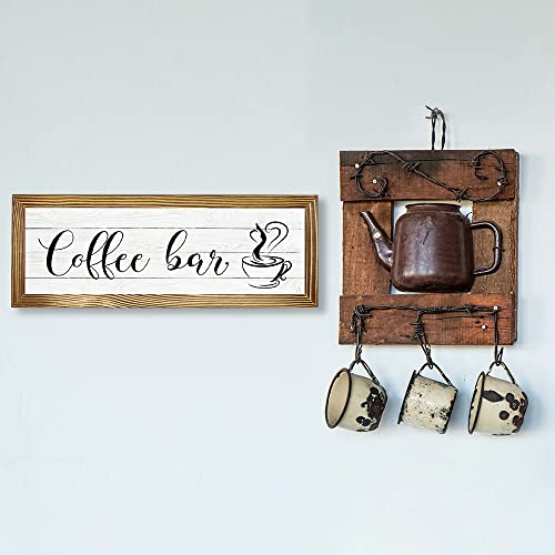Maoerzai Coffee Bar Signs, Wood Grain Background Printed Coffee Bar