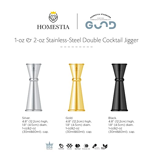 Double Cocktail Jigger with Measurements Inside(OZ&ML) Stainless Steel