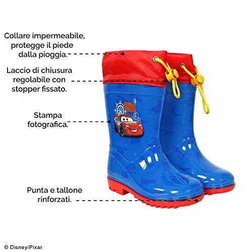 PERLETTI Stivaletti Impermeabili Disney Pixar Cars Bimbo - Stivali Pioggia  Saetta McQueen con Dettagli Rossi - Scarponcini in PVC con Suola  Antiscivolo Chiusura a Coulisse (Blu, 22/23 EU) | Prezzo.it