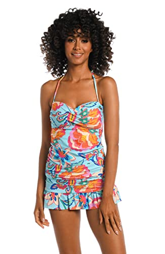 La Blanca Women’s Bandeau Tankini Swimsuit Top, Multi//Breezy Beauty, 8