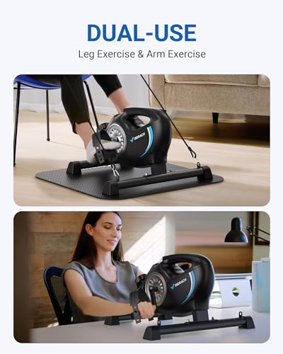 MERACH Under Desk Exercise Bike Stationary Bike, Quiet Magnetic Cycling Cardio Equipment with App for Arm, Leg Recovery, Spin Bike Cycle with 2 Resistance Band & Non-Slip Exercise&Fitness Equipment