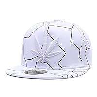 CNUSER Embroidered Weed Snapback Hats for Men Women,Cool Paint Adjustable Boys Baseball Cap White