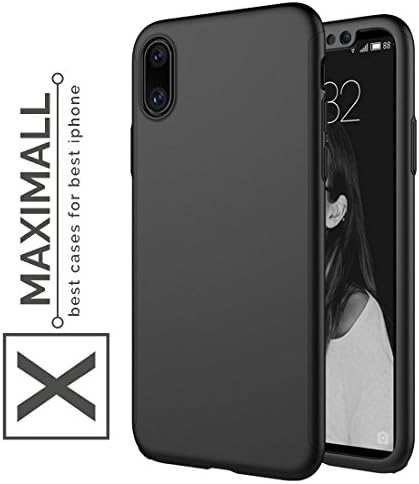 Maximall - iPhone X Case ✅ Full Body 360 - front and back case, Protective Hard Black Slim 2 piece Premium Cover [ Dual Layer ][ Slim Fit ] for iPhone 10 Full Body Protection Case ✅ (Black)