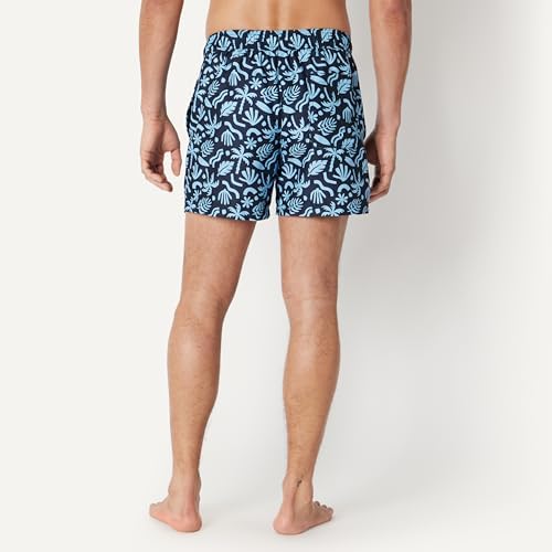Bañador con Forro de Malla, Bolsillos y Cierre con Cordón Hombre, Azul Marino Tropical, L