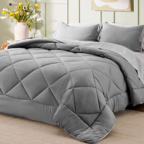 Bedsure King Size Comforter Set 7 Pieces Reversible King Bed in a Bag, King Bed Set with