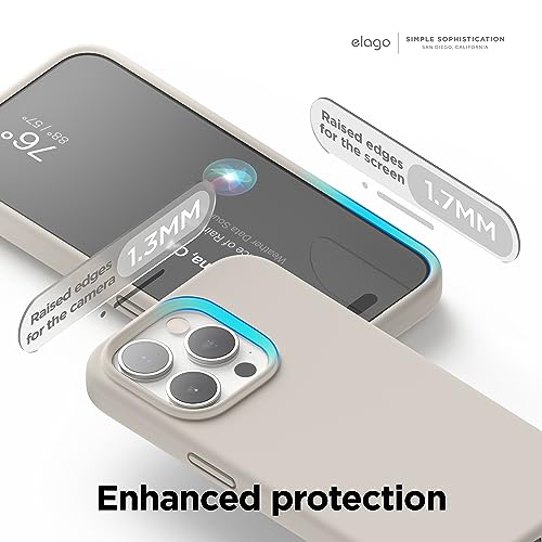 elago Compatible with iPhone 15 Pro Case, Liquid Silicone Case, Full Body Protective Cover, Shockproof, Slim Phone Case, Anti-Scratch Soft Microfiber Lining, 6.1 inch (Stone)