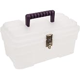 Akro-Mils 14-Inch Plastic Toolbox with Removable Tray, Steel Latch &amp; Padlock Eye, Industrial-Grade Storage Box for Hobby Supplies, Crafts, and Tools, 14" x 8" x 8", Made in USA, Clear (09514)