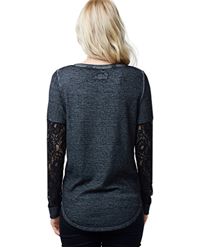 Buffalo David Bitton Women's Loungekitty Light Weight Waffle Lace Top, Black, X…