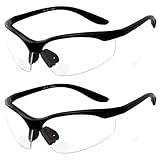 2 Pairs Bifocal Safety Glasses Clear Lens with Reading Corner - Non-Slip Rubber Grip Diopter/+2.50