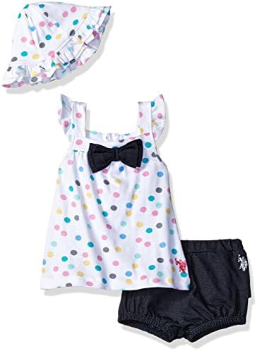 U.S. Polo Assn. Baby Girl's Fashion Top, Short and Accessory Set Shorts