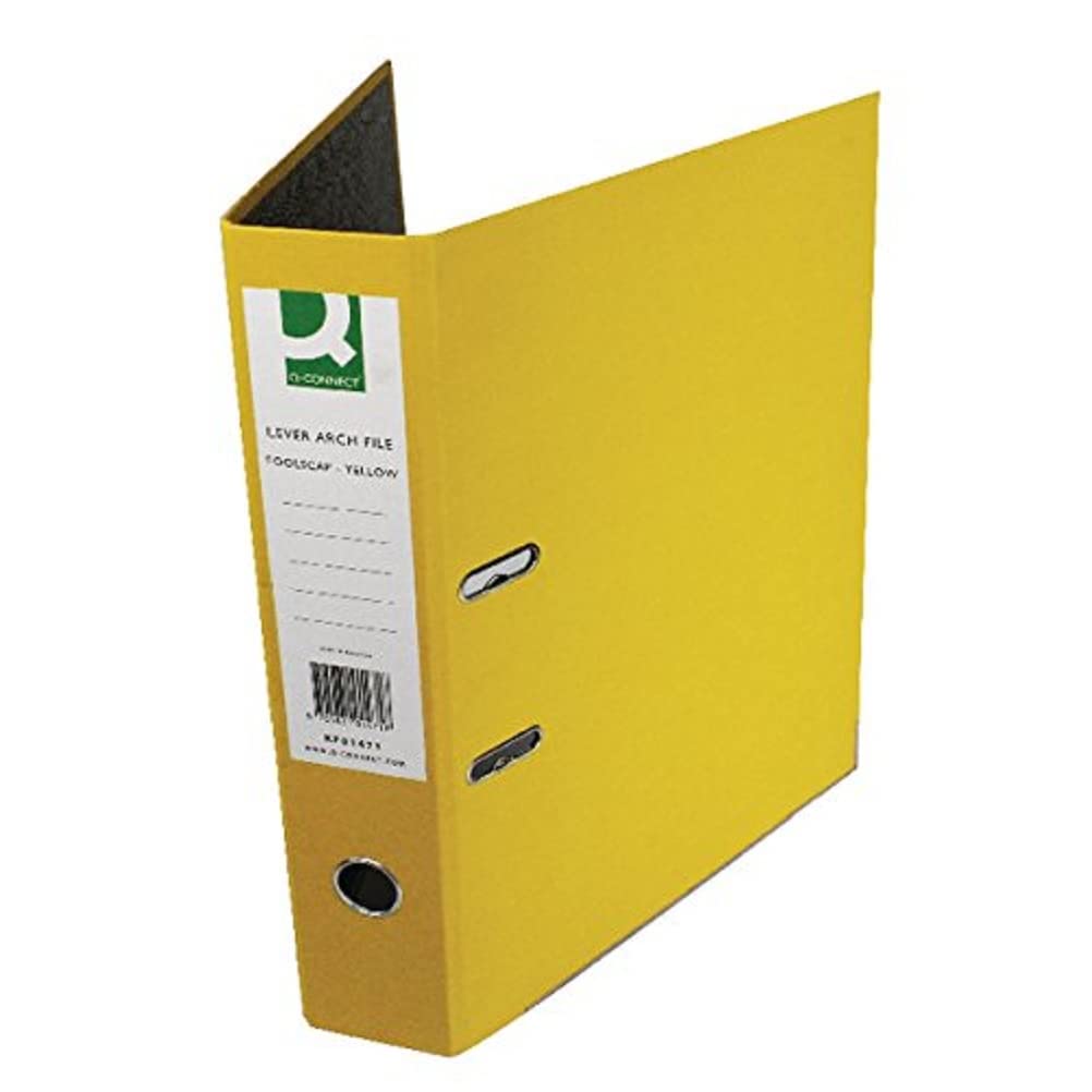 Q-Connect Lever Arch File Paperbacked Foolscap Yellow (Pack of 10)