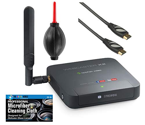 Epiphan Webcaster X2 - Simplest Facebook Live and YouTube Live Encoder + Extra HDMI Cable Bundle (Best Encoder For Youtube)