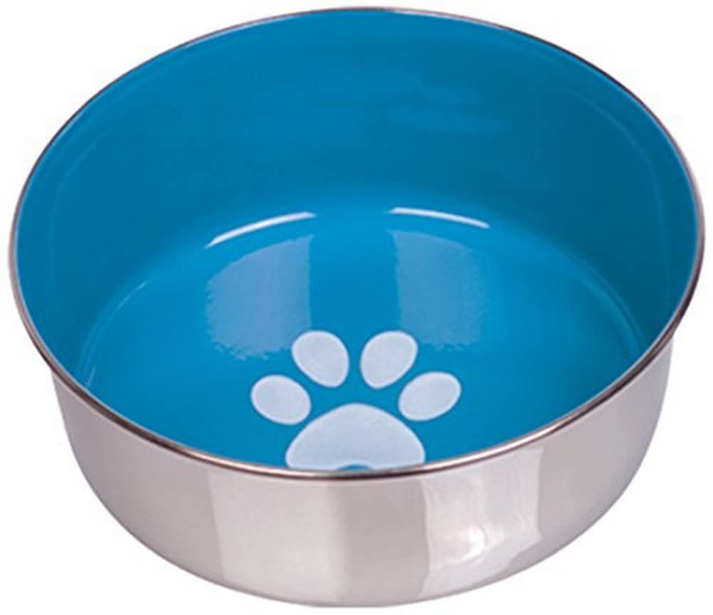 Nobby Heavy Paw Anti-Slip Stainless Steel Bowl, 16.5 cm, Light Blue/Silver