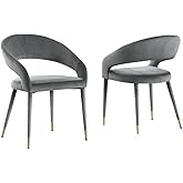 Best Master Furniture Ellis Contemporary Velvet Upholstered Dining Chair with Gold Accent (Set of 2) Grey/Gold