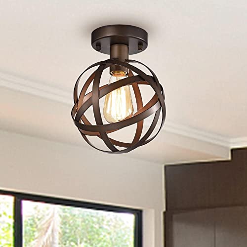 Semi Flush Mount Ceiling Light Bronze Orb Chandelier 1 Light Small