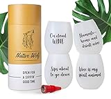 NativeWolf Premium Unbreakable Silicone Wine Glasses | Set of 4 | Perfect Wine Accessories Include FREE Wine Stopper & Travel Tube | Collapsible, Outdoor, Beach, Pool, Party Cups | Funny Wine Glasses