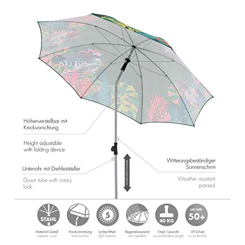 Doppler GS Basic 200 - Sonnenschirm für Balkon oder Garten - Regenabweisend - Knickbar - ca. 200 cm - Zebra – Bild 3