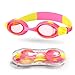 Amazer Kids Child Swim Goggles, Kid Child Swimming Goggles with Clear Vision Anti Fog UV Protection No Leak Come Easy to Adjust with Free Protection Case for Kids Child Early Teens (Pink and Yellow)