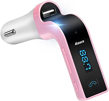 FM Transmitter, EIISON Wireless Bluetooth FM Transmitter Car Kit In-Car FM Adapter Car Kit with USB Car Charging for iPhone, Samsung, LG, HTC, Nexus, Motorola, Sony Android Smartphone, Pink