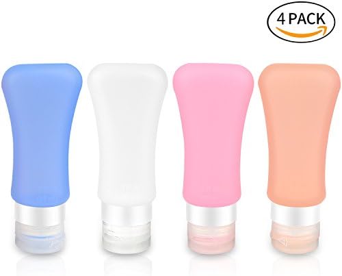 SANTIAOTUI Leakproof Travel Bottles Set, Squeezable Silicone Travel Containers and Protable Clear Travel Bag - For Shampoo, Conditioner, Lotion, TSA Airline Approved