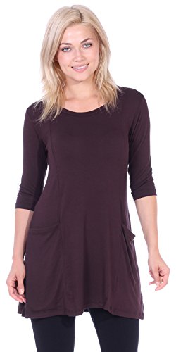 Popana women s tunics with pockets - loose fit round ne…