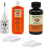 Hoppes 9 Elite Gun Cleaning kit - Gun Bore Cleaner and Lubricant Oil with 14.9 ML Precision Lubricator and 25-40 Patches for .38, 9mm.40.44 and .45 Caliber