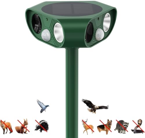 Répulsif Chat Extérieur Solaire 360° Repulsif Chat Ultrason, Recharge USB | Repulsif Chat Ultrason, Répulsif Chat Solaire avec 3 Flash LED, 3 Détecteur PIR, IP65 Imperméable, 2000 mAh, sur 0-26 mètres
