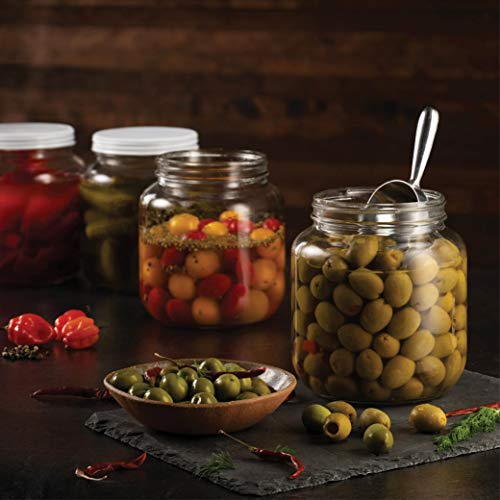 Half Gallon Glass Mason Jar (64 Oz 2 Quart) 4 Pack Wide Mouth