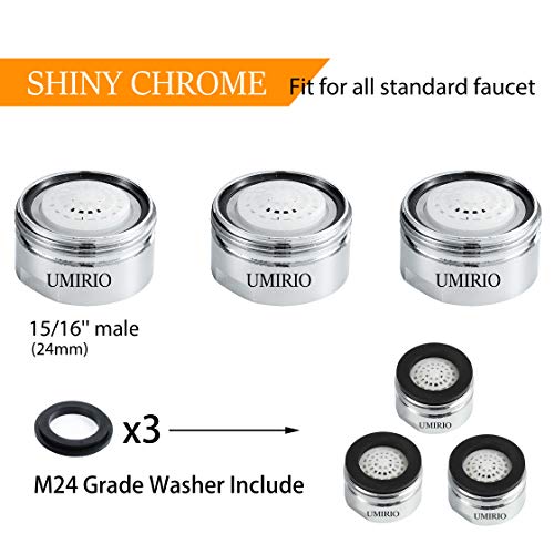 Bathroom Faucet Aerator Replacement High Flow Kitchen Faucet Aerator Attachment Kitchen Sink Faucet Filter Head Dishwasher Faucet Adapter Faucet Screen Replacement Faucet Parts, Standard Size, 3 Pack - Thumbnail 2