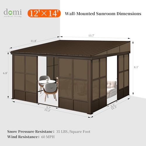 Domi 12x14 Wall Mounted Sunroom Review: Lean-to Gazebo with Steel Roof & PC Screens image 22