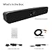Sound Bar TV Speakers, 2.0 Channel Home Theater Audio with Built-in Subwoofers & Bluetooth for Computers, Tablet, 3.5mm Aux Input for Projector and TV (No Remote, 18-Inch)