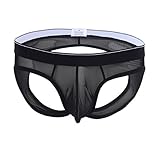 YiZYiF Men's Sexy Buttocks Hollow-Out Thong Mesh Bikini Briefs Underwear Black Large