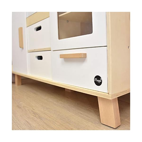 Meppi Kinderküche Kopenhagen, Natur-Weiss - Spielküche aus Holz für Kinder - Küche – Bild 4