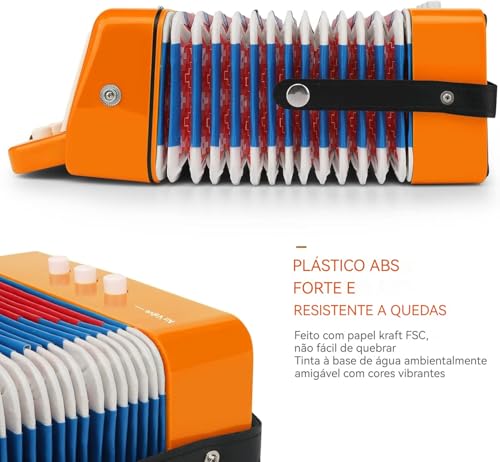 VEDO Acordeon Infantil 10 Teclas, Mini AcordeãO de Brinquedo, Adequado Para CriançAs E Iniciantes, Material de Resina ABS de Segurança, Leve E PortáTil, CriançAs com Mais de 3 Anos e Idade