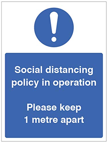 Social distancing policy in operation Please keep 1 metre apart Semi Rigid PVC sign (300x400mm)