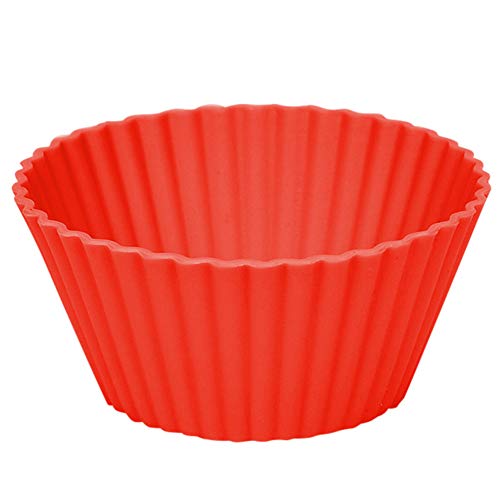 Witspace 6pcs Silicone Round Muffin/Cake/ Waffle Cupcake, Silicone Baking Molds for Party/Holiday/Wedding/Christmas/Halloween (Red)