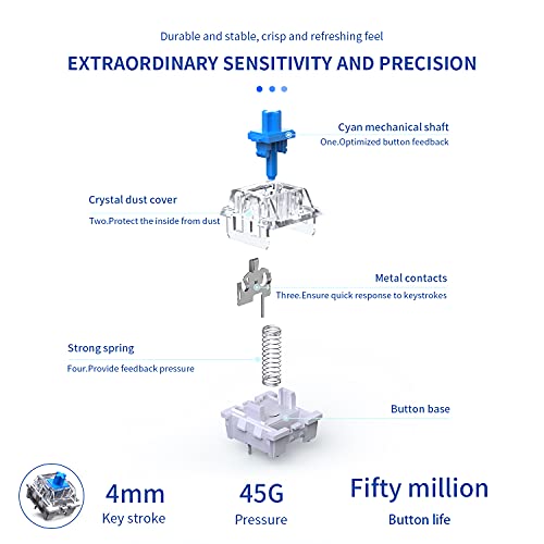 DGG 60 Wireless Mechanical Gaming Keyboard,3000mAh Mini 61 Keys RGB