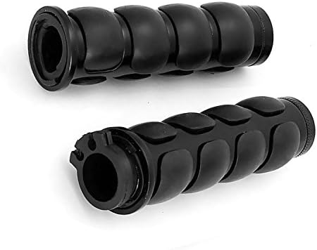 TSWNE Motorcycle Chrome Rubber Handle Grips 1" Handlebar Grips Fits for Harley Suzuki Kawasaki Yamaha Honda (Black)